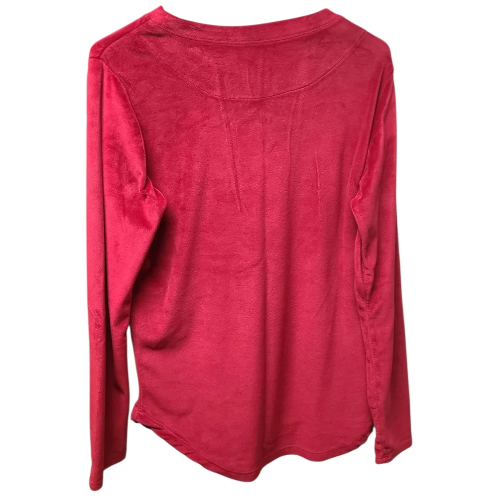 Climate Right Womens Red Long Sleeve Pajama Top M - Picture 2 of 4